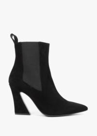 DANIEL Nelsea Black Suede Shaped Heel Ankle Boots Size: 39, Colour: Bl