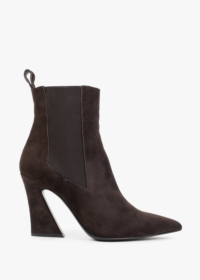 DANIEL Nelsea Brown Suede Shaped Heel Ankle Boots Size: 39, Colour: Br