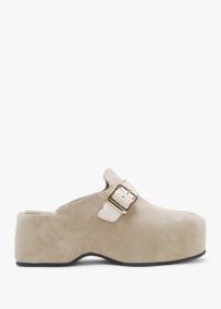 DANIEL Nevio Taupe Suede Flatform Clogs Size: 38, Colour: Taupe Suede