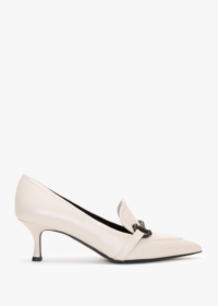 DANIEL Nobuck Beige Leather Kitten Heel Court Shoes Size: 35, Colour: