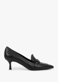 DANIEL Nobuck Black Leather Kitten Heel Court Shoes Colour: Black Leat