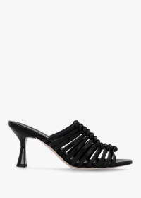 DANIEL Notty Black Leather Knotted Strap Heeled Mules Colour: Black Le