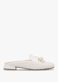 DANIEL Nova Cream Leather Woven Backless Mules Size: 40, Colour: Camel