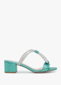 DANIEL Pia Blue Leather Diamante Twist Heeled Mules Colour: Blm, Size: