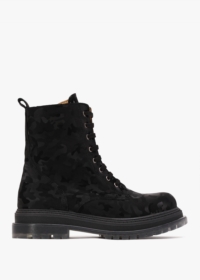 DANIEL Rammie Black Leather Camo Ankle Boots Size: 40, Colour: Black F