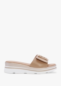 DANIEL Rebuck Beige Leather Buckle Detail Mules Colour: Beige Leather,