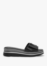 DANIEL Rebuck Black Leather Buckle Detail Mules Colour: Black Leather,