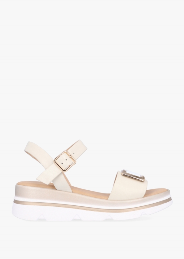 DANIEL Resan Cream Leather Sandals Colour: Beige Leather