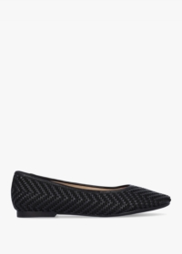 DANIEL Sally Black Leather Woven Ballet Pumps Colour: Black Leather, S