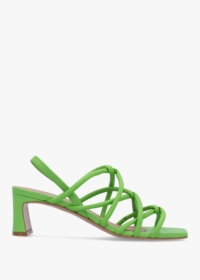 DANIEL Sanuma Green Leather Mini Pillow Strap Heeled Sandals Size: 41,