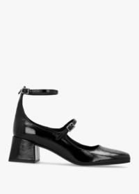 DANIEL Sara Black Patent Leather Low Heel Mary Janes Size: 40, Colour: