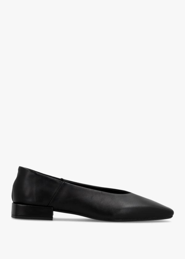 DANIEL Saria Black Leather Square Toe Ballet Pumps Colour: Black Leath