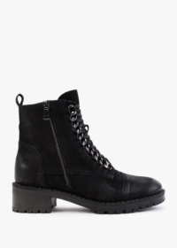 DANIEL Sarya Black Nubuck Leather Chain Detail Ankle Boots Colour: Bla