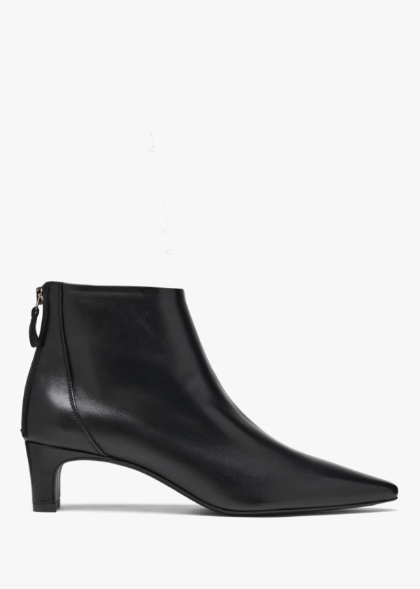 DANIEL Sedda Black Leather Low Heel Ankle Boots Colour: Black Leather