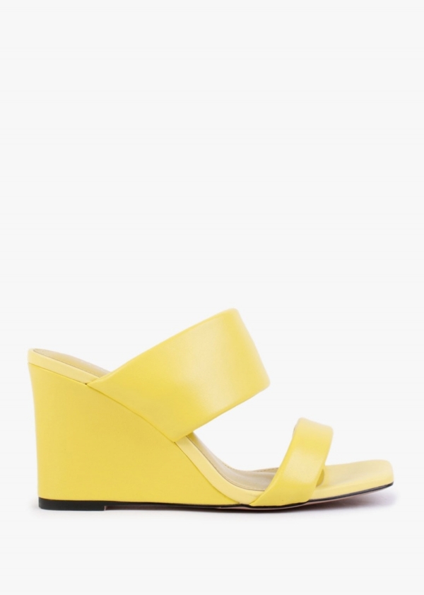 DANIEL Selegant Yellow Leather Wedge Sandals Size: 38