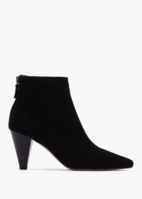 DANIEL Serin Black Suede Zip Back Heeled Ankle Boots Size: 41, Colour: