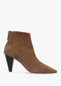 DANIEL Serin Taupe Suede Zip Back Heeled Ankle Boots Size: 41, Colour: