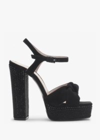 DANIEL Shelby Black Suede Embellished Platform Heeled Sandals Size: 39