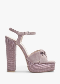 DANIEL Shelby Pink Suede Embellished Platform Heeled Sandals Size: 40,