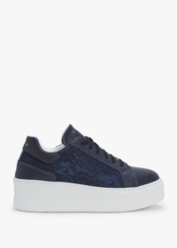 DANIEL Siblace Navy Leather Flatform Trainers Size: 41, Colour: Navy L