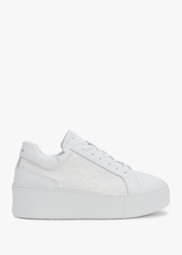 DANIEL Siblace White Leather Flatform Trainers Size: 40, Colour: White