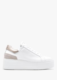 DANIEL Sibley White Leather Gold Flash Flatform Trainers Size: 40, Col