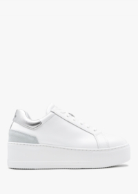 DANIEL Sibley White Leather Silver Flash Flatform Trainers Size: 41, C