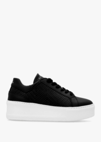 DANIEL Sibwoven Black Leather Flatform Trainers Colour: Black Leather,