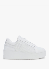 DANIEL Sibwoven White Leather Flatform Trainers Size: 41, Colour: Whit