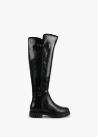 DANIEL Sictor Black Leather Double Buckle Over The Knee Boots Colour: