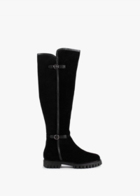 DANIEL Sictor Black Suede Double Buckle Over The Knee Boots Size: 39,