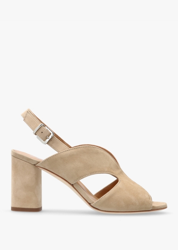 DANIEL Sida Beige Suede Block Heel Sling Back Sandals Colour: Beige Su