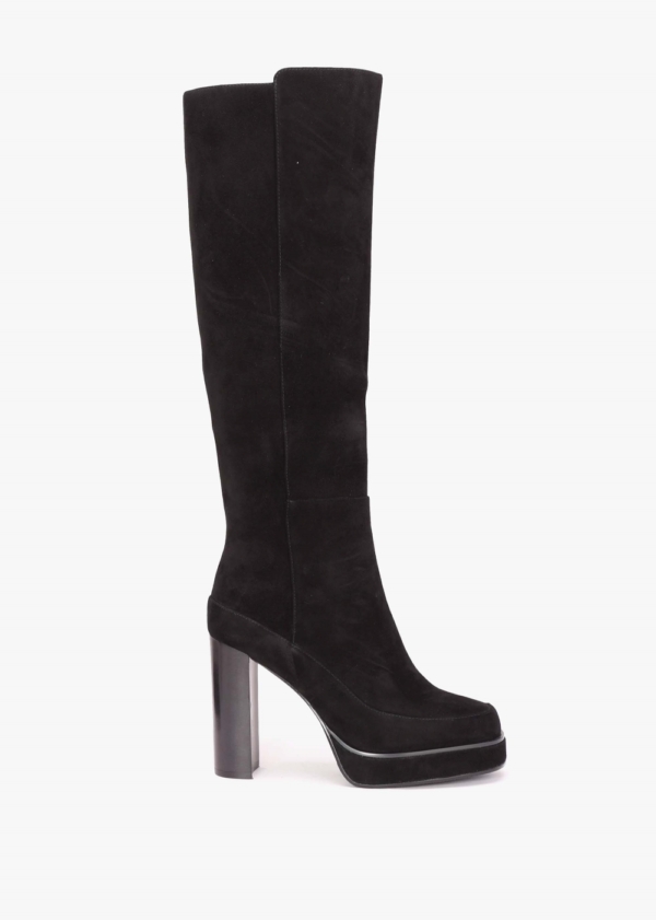 DANIEL Sippy Black Suede Platform Knee Boots Size: 39