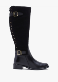 DANIEL Slace Black Suede Lace Up Knee Boots Size: 38, Colour: Black Su