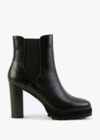 DANIEL Slock Black Leather Block Heel Chelsea Boots Colour: Black Leat