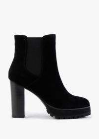 DANIEL Slock Black Suede Block Heel Chelsea Boots Size: 39, Colour: Bl