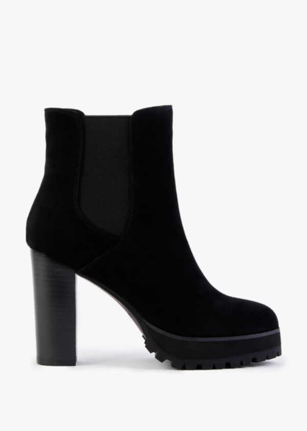 DANIEL Slock Black Suede Block Heel Chelsea Boots Size: 39