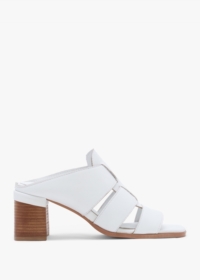 DANIEL Somaria White Leather Lattice Block Heel Mules Size: 40, Colour