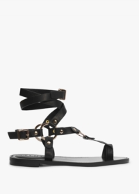 DANIEL Sophie Black Leather Ankle Tie Sandals Colour: Black Leather, S