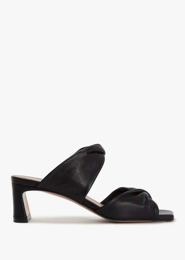 DANIEL Suma Black Leather Twist Strap Mid Heel Mules Colour: Black Lea