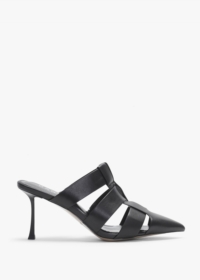 DANIEL Sylvie Black Leather Pointed Toe Heeled Mules Colour: Black Lea