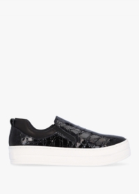 DANIEL Taker Black Patent Leather Moc Croc Trainers Size: 40, Colour: