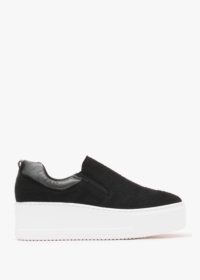 DANIEL Teltro Black Felt Flatform Slip On Trainers Size: 40, Colour: B