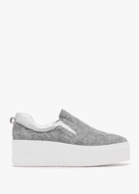 DANIEL Teltro Grey Felt Flatform Slip On Trainers Size: 41, Colour: Gr