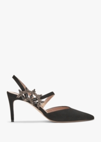 DANIEL Tidy Black Suede Jewelled Heel Pumps Size: 36, Colour: Black Su