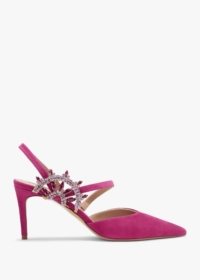 DANIEL Tidy Fuchsia Suede Jewelled Heel Pumps Size: 39, Colour: Fuschi