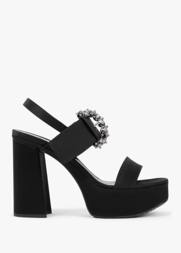 DANIEL Tock Black Embellished Platform Heeled Sandals Size: 36