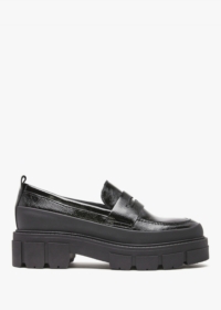 DANIEL Treasure Black Patent Leather Chunky Loafers Size: 41, Colour: