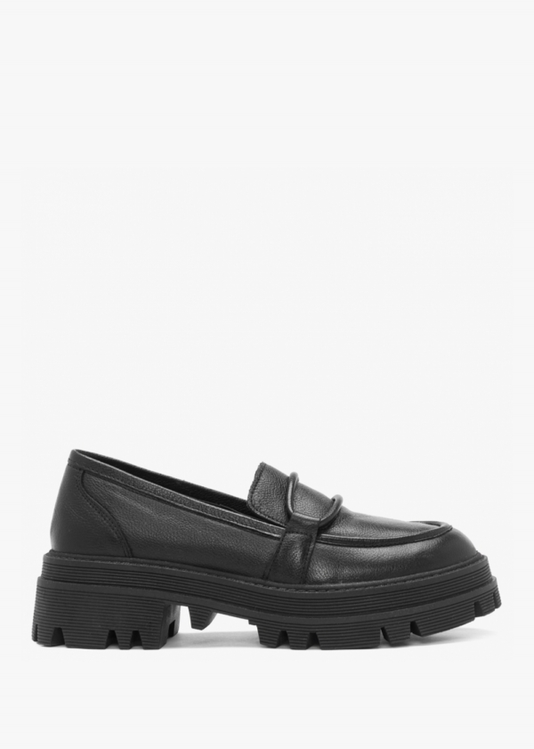 DANIEL Vover Black Leather Chunky Loafers Colour: Black Leather