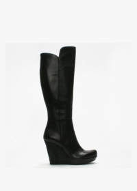 DANIEL Wiser Black Leather Knee High Wedge Boot Colour: Black Leather,